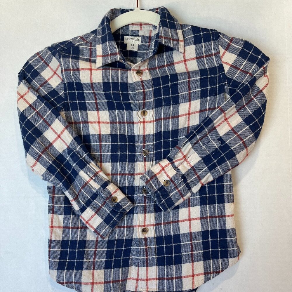 Boy - 4-5Y - Crewcuts Blue & White Flannel Long Sleeve Shirt